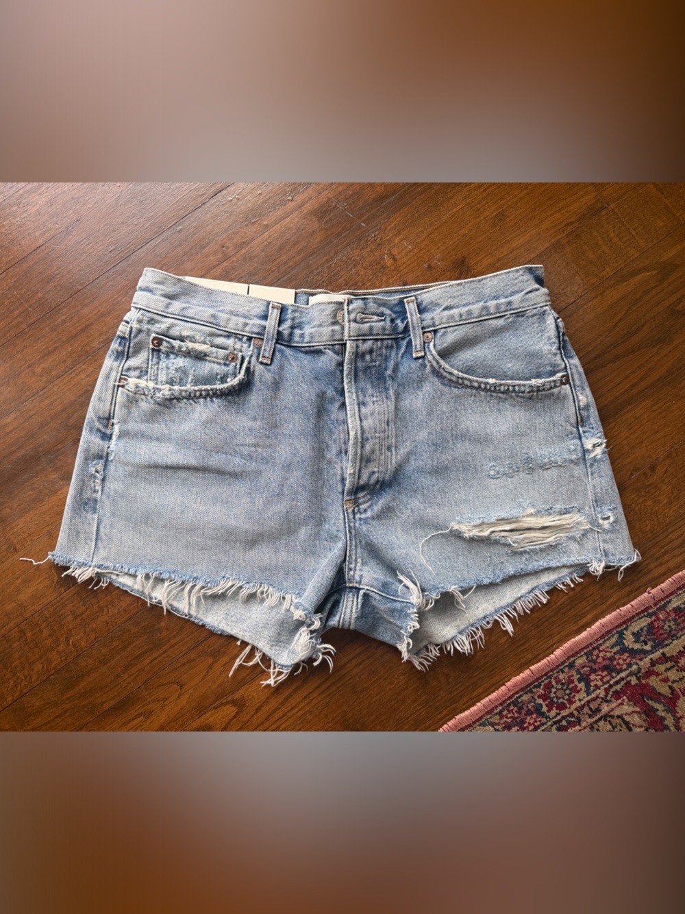 Agolde Light Blue Parker Denim Cutoff Shorts